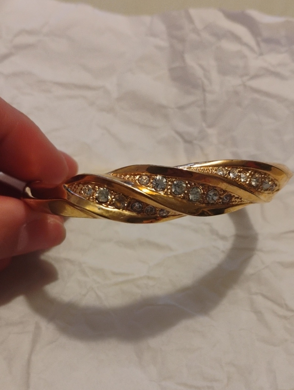 Gold-Tone Crystal Twist Bangle Bracelet - Women Jewelry